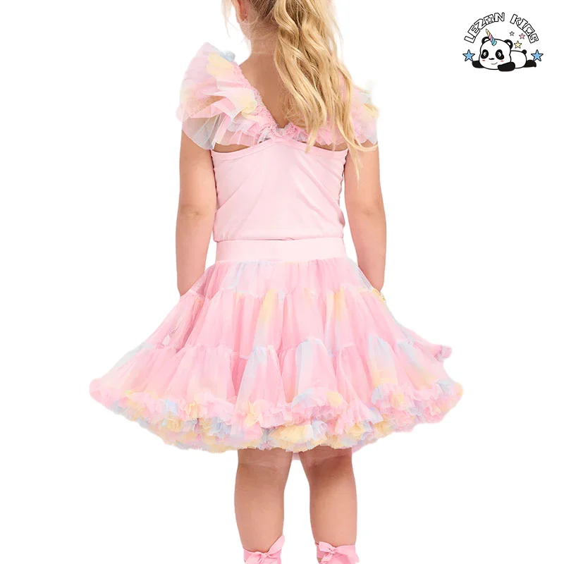 LEZONKIDS - Conjunto de Top de Algodão Fashion e Saia Tutu, Estilo Doce, Conjunto de Roupas para Meninas para Festa Infantil